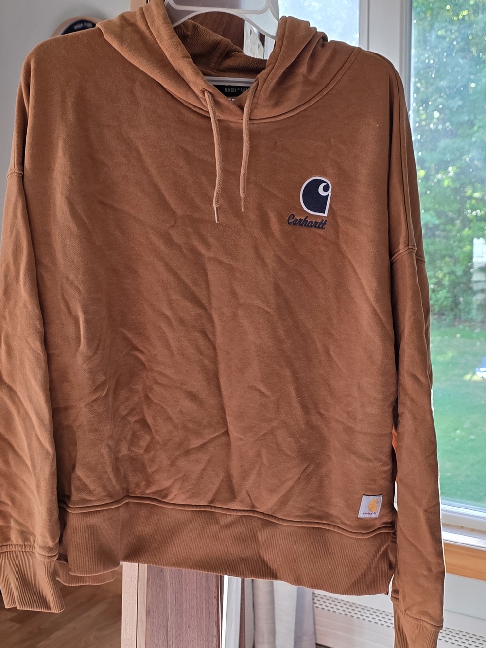 Carhartt Rust Brown Pullover Hoodie with Chest Logo